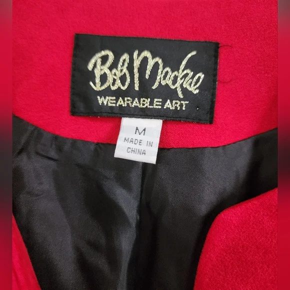 BOB MACKIE Women's Red Blazer, embroidered zebra motif, Size M - Picture 4 of 6